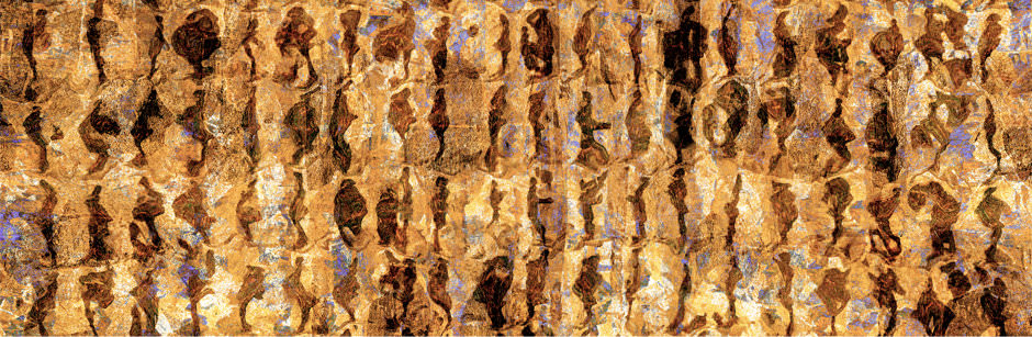 „Verlorene Form“, Pigmentdruck, Leinwand auf Holzmalgrund, 125 x 40cm