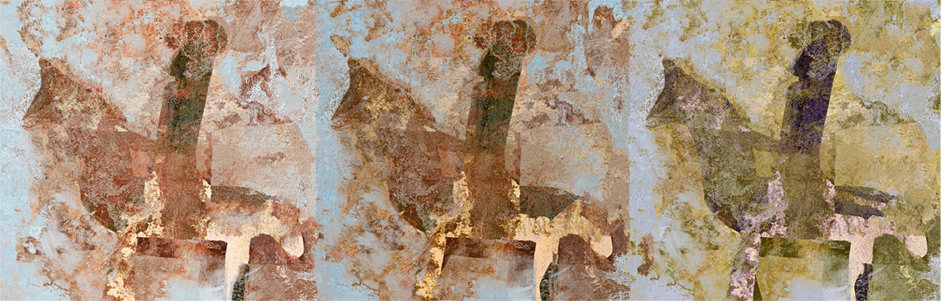 „chevalier métamorphosé“, Pigmentdruck, Leinwand auf Holzmalgrund, 125 x 40cm